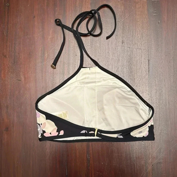 Kate Spade dive right in black floral bikini top size XS - Picture 2 of 4